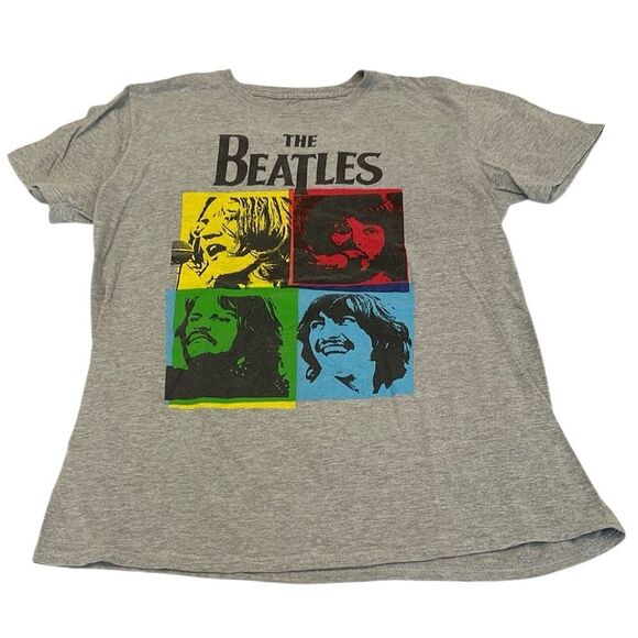 The Beatles women’s size medium grey Fab 4 short sleeve Tshirt EUC - Picture 1 of 7